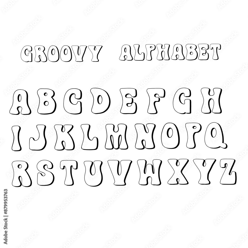 Vector groovy alphabet isolated on a white background Vector groovy alphabet isolated on a white background