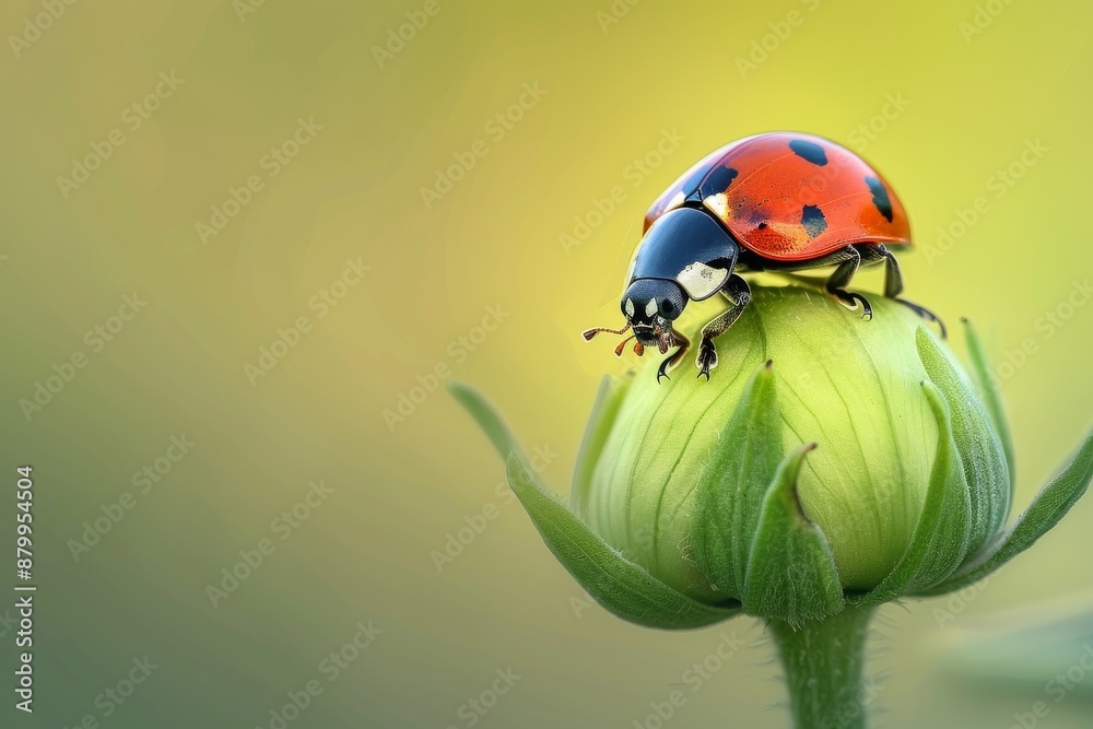 Two Ladybugs on Cherry Blossom Branches - Generative AI. Beautiful simple AI generated image in 4K, unique.