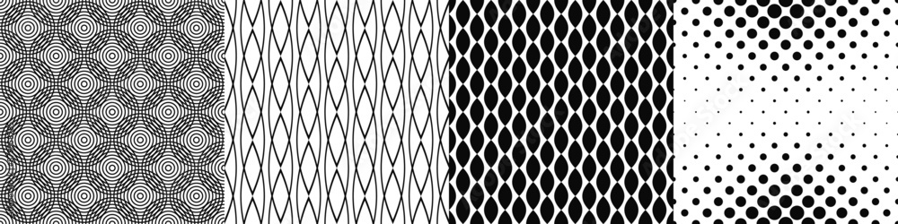 Naklejka premium Black and white pattern collection