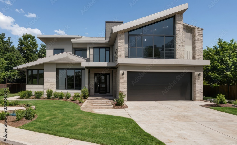 Fototapeta premium modern exterior home made with glasses