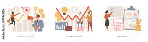 Consulting company isolated concept vector illustration set.
