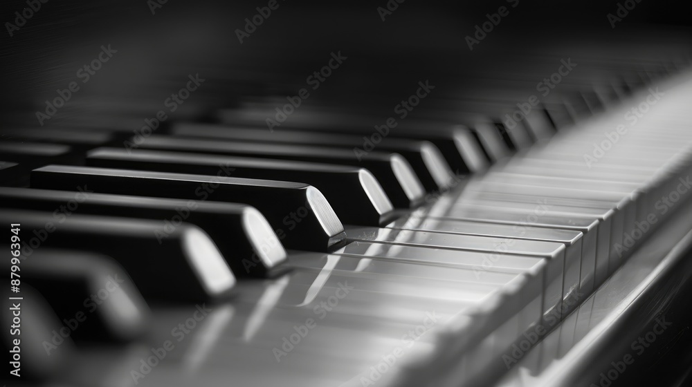 Extreme focus on piano keyboard s black and white keys with room for text Extreme focus on piano keyboard s black and white keys with room for text
