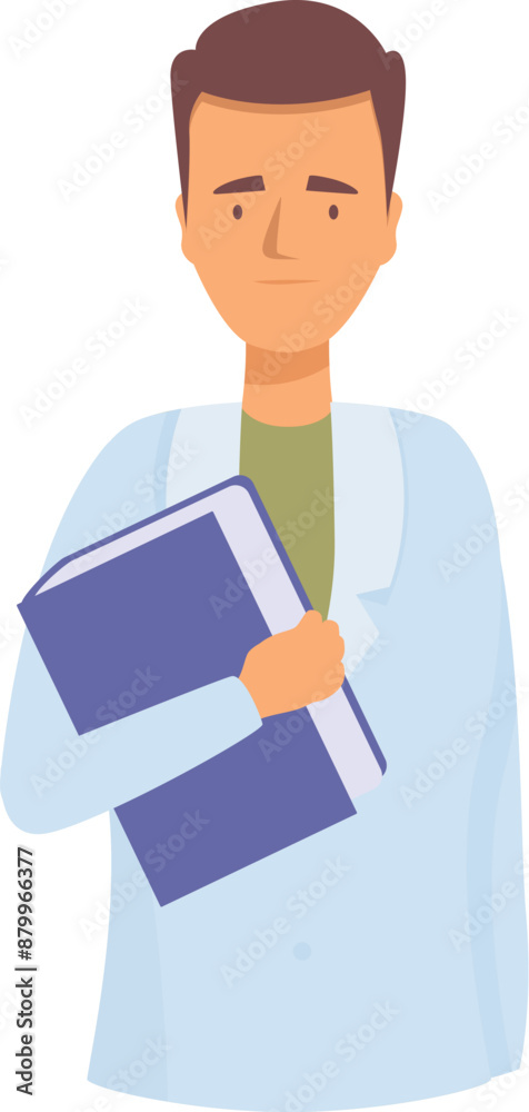 Male doctor is holding a large medical textbook, possibly studying for an exam or referencing information for a patient Male doctor is holding a large medical textbook, possibly studying for an exam or referencing information for a patient