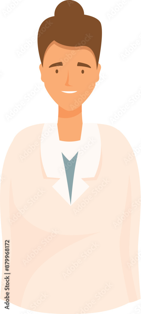 Friendly male doctor wearing a lab coat smiling in a cartoon style Friendly male doctor wearing a lab coat smiling in a cartoon style