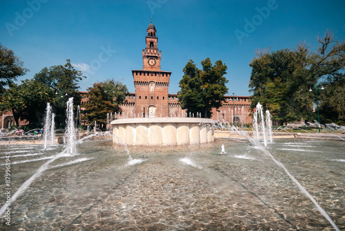 Milan, Lombardia, Italia. October 27, 2009: Sforzesco Castle and blue sky.