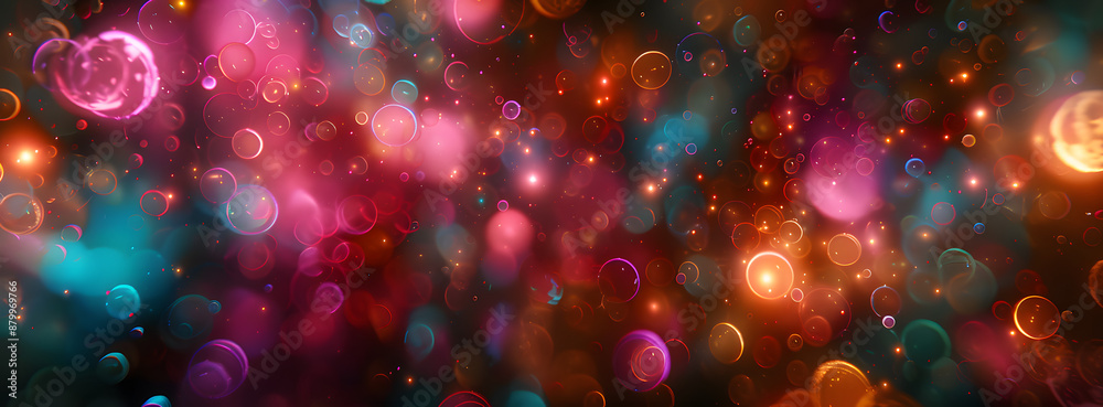 A captivating bokeh background with colorful bubbles and lights creating a whimsical and enchanting effect, ideal for celebrations and festive designs A captivating bokeh background with colorful bubbles and lights creating a whimsical and enchanting effect, ideal for celebrations and festive designs