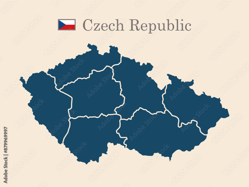 Fototapeta premium czech republic old style map with flag, vector illustration, isolated on beige background 10 eps
