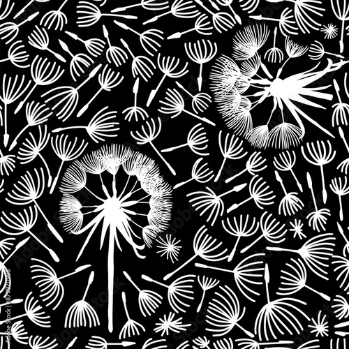 Wallpaper Mural Elegant seamless pattern with flower branch. Scandinavian style vector background. Dandelion seamless pattern. hand drawing. Not AI, Vector illustration. Torontodigital.ca