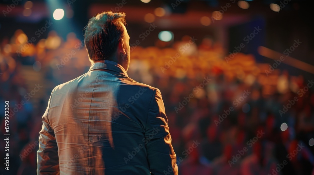 A speaker presenting at a business conference A speaker presenting at a business conference