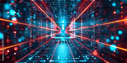 A vibrant depiction of futuristic data streams glowing in cyberspace, evoking high-tech communication.