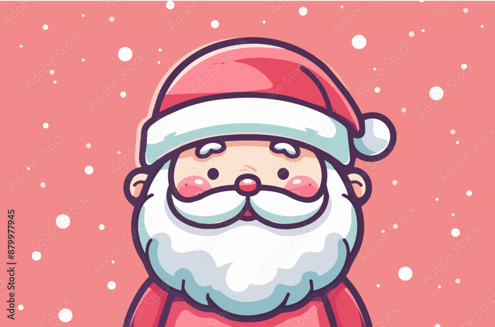 Cute Cartoon Santa Claus in Front of a Pink Background Cute Cartoon Santa Claus in Front of a Pink Background
