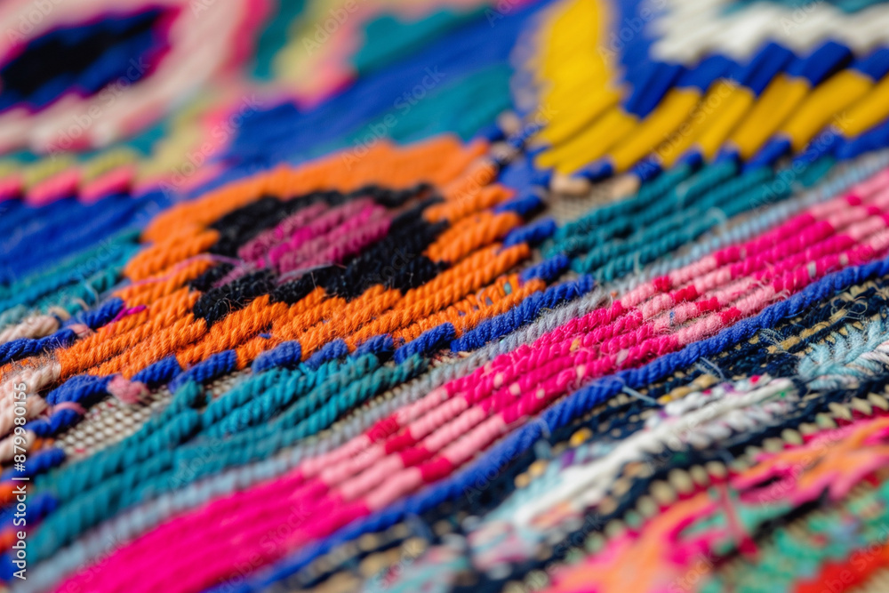Fototapeta premium Close-up of Colorful Woven Fabric