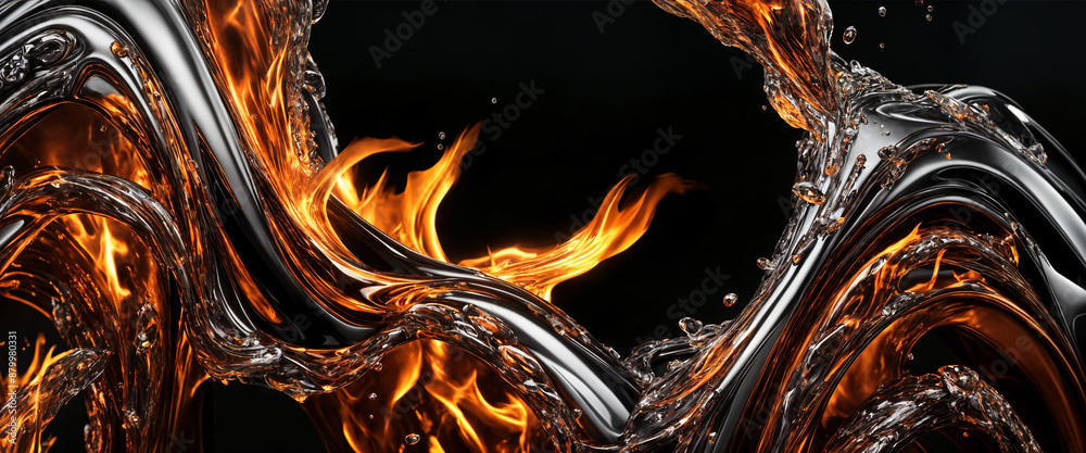 Realistic Abstract Flame and Water: Strong Light Effects