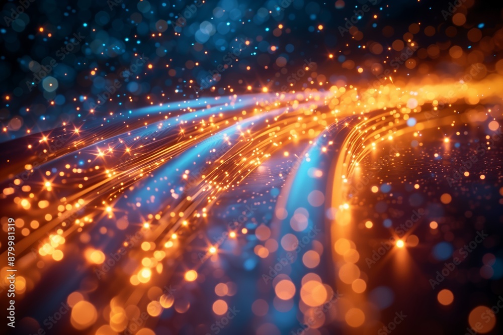 Fototapeta premium Abstract Orange And Blue Lights With Bokeh Effect On A Dark Background