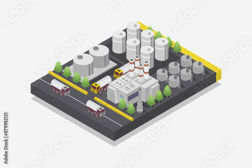 Oil refinery area isometric