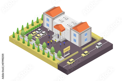 Isometric school building