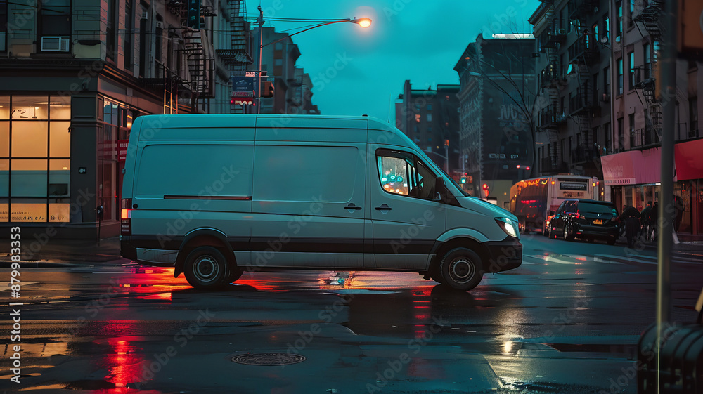 High end small work van in the city. High end small work van in the city.