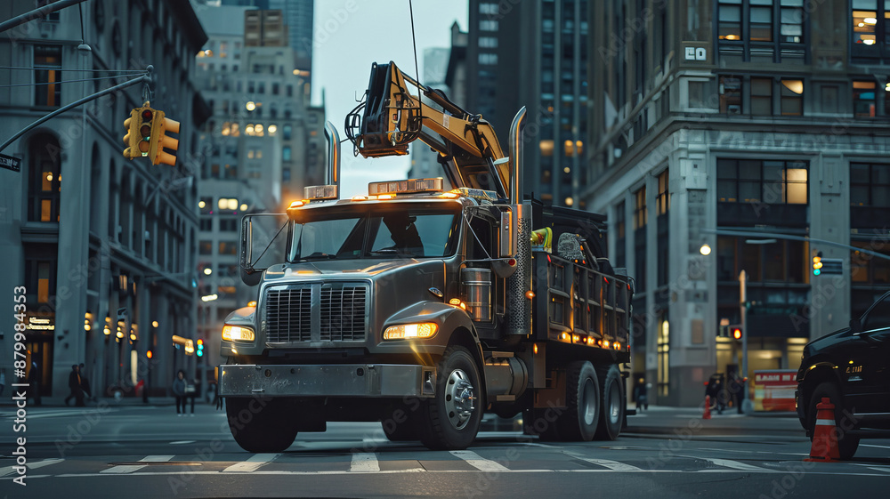 High end work truck in the city. High end work truck in the city.