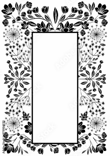 flowers border frame with text box