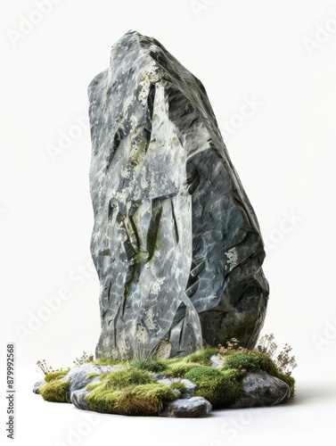 Large rock sits on rocky hillside photo