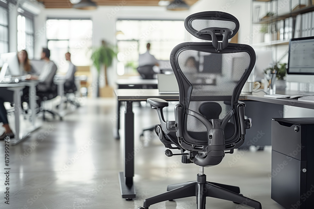Fototapeta premium A Modern Coworking Office Chair Awaits Its Occupant