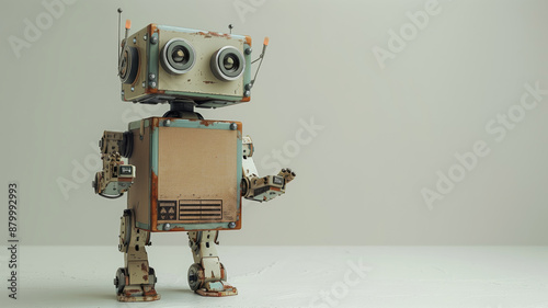 A Friendly Robot Carrying a Package on a White Background