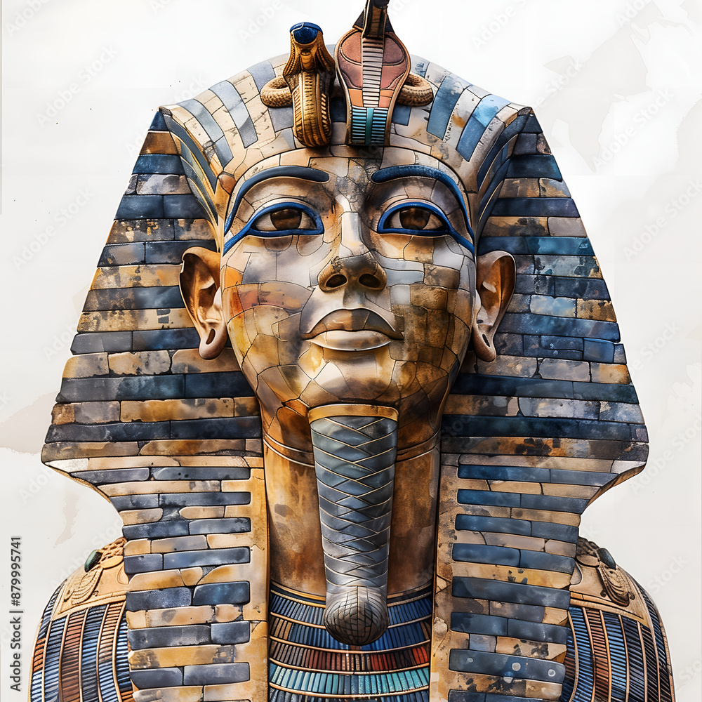Egyptian Pharaoh Head Watercolor, egyptian sphinx