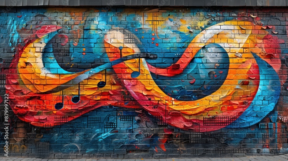 Obraz premium Abstract Music Mural on Brick Wall
