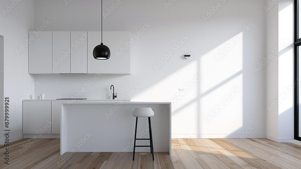 An open-concept kitchen with sleek cabinetry and a minimalist island showcasing the beauty of modern design with functional and stylish elements in a bright space Illustration, Image, , Minimalism, An open-concept kitchen with sleek cabinetry and a minimalist island showcasing the beauty of modern design with functional and stylish elements in a bright space Illustration, Image, , Minimalism,