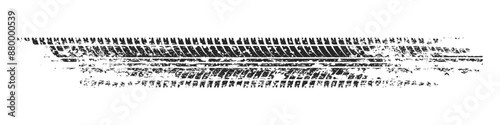 Grunge tire track, wheel braking marks. Truck, car or motorcycle tread pattern silhouette. Auto race, motorsport, speed racing design element. Vector illustration