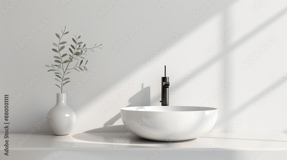 A serene bathroom with minimalist fixtures and a neutral color scheme creating a spa-like atmosphere perfect for relaxation and rejuvenation Illustration, Image, , Minimalism, A serene bathroom with minimalist fixtures and a neutral color scheme creating a spa-like atmosphere perfect for relaxation and rejuvenation Illustration, Image, , Minimalism,
