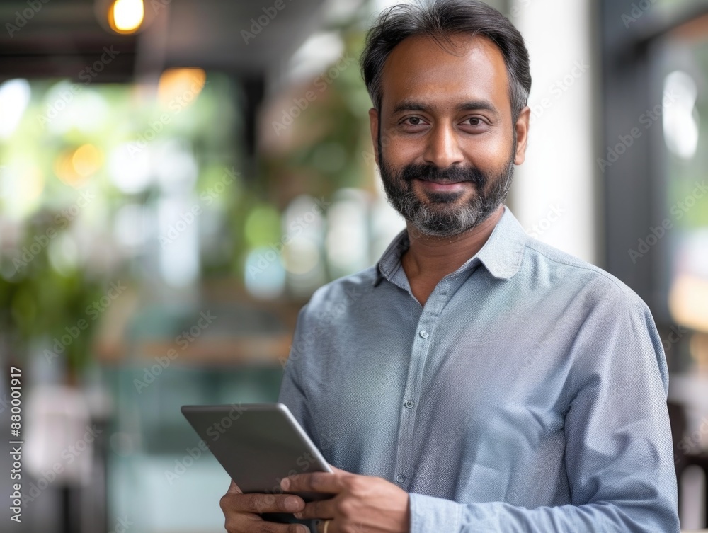 A person holds a tablet computer in their hands, ready to work or play A person holds a tablet computer in their hands, ready to work or play