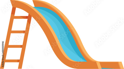 Empty water slide is waiting for children to have fun sliding down into the pool