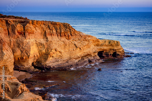 Waves at a point of land in Sunset Cliffs Natural Park in San Diego California