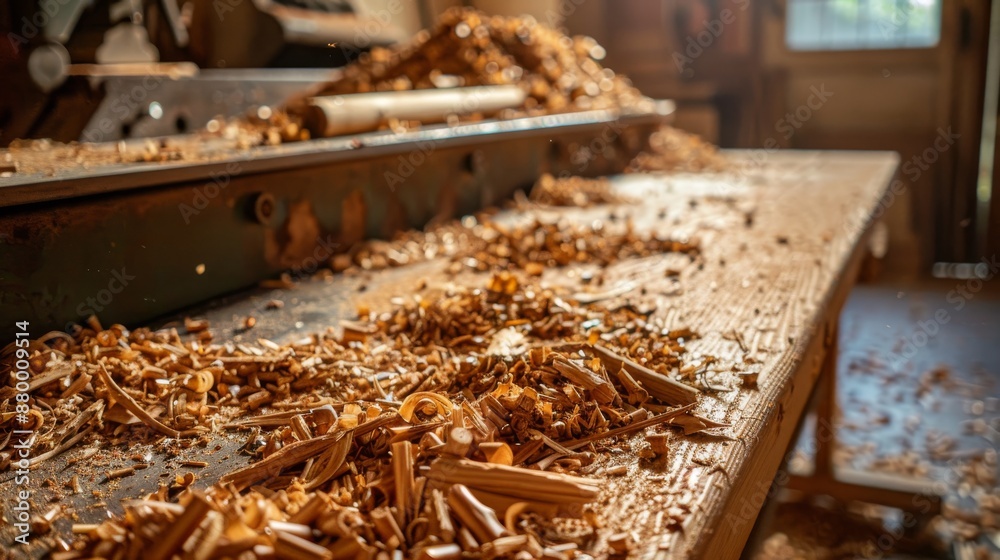 The wooden table is bathed in warm handcrafted light. Decorated with scattered pieces of wood The gentle light emphasizes the natural texture and earthy tones of the wood. The wooden table is bathed in warm handcrafted light. Decorated with scattered pieces of wood The gentle light emphasizes the natural texture and earthy tones of the wood.