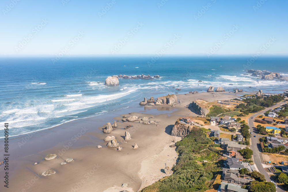 Aerial View of Face Rock Beach in Bandon Oregon Aerial View of Face Rock Beach in Bandon Oregon