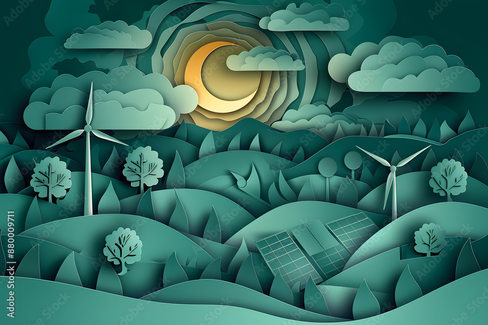 Fototapeta premium Green planet. Renewable energy. Environment day