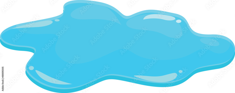 Cartoon illustration of a blue liquid puddle spreading on the ground Cartoon illustration of a blue liquid puddle spreading on the ground