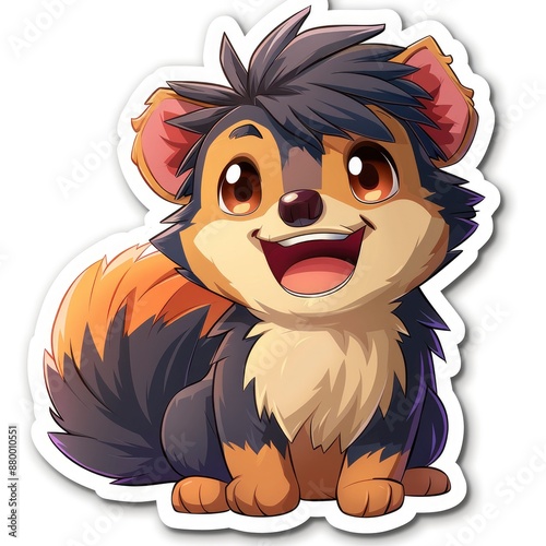  sticker of an adorable chibi Tasmanian devil, simple flat illustration, cute and dreamy, white background, die cut sticker with border photo