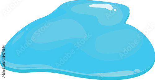 Cartoon puddle of bright blue liquid spreading on a surface