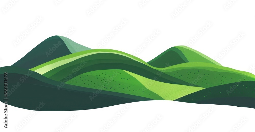 Obraz premium simple green hill, white background, flat design, simple shapes Generative AI