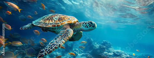 green sea turtle swimming