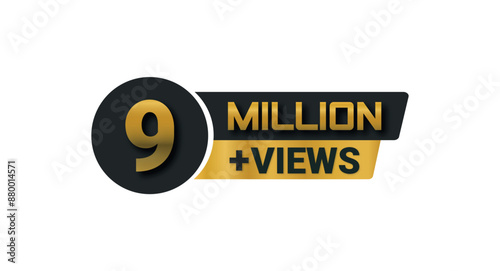 9 Million Views Celebration Vector Icon Badge PNG