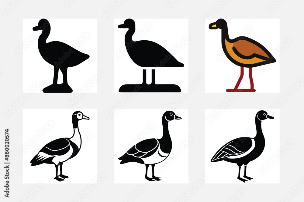 set of silhouettes of birds set of silhouettes of birds