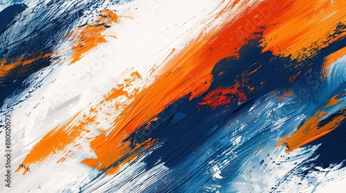 Abstract Art with Bold Strokes of Orange and Blue