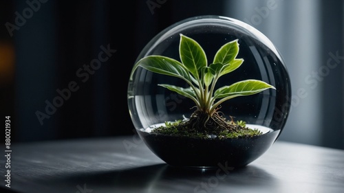 Plants in crystal balls, indoor ornamental plants, organic plants for home decoration, indoor hydroponic plants, plants, ornamental plants, organic, hydroponic, home decoration © yogia10