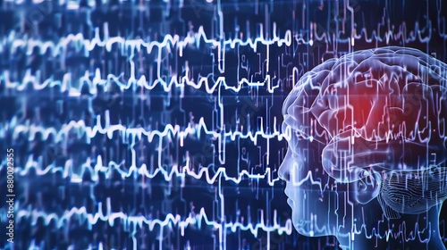 Obraz na płótnie Brain scan with EEG waves showing brain activity. w salonie