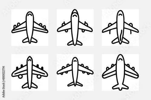 set of silhouettes of Airplanes 