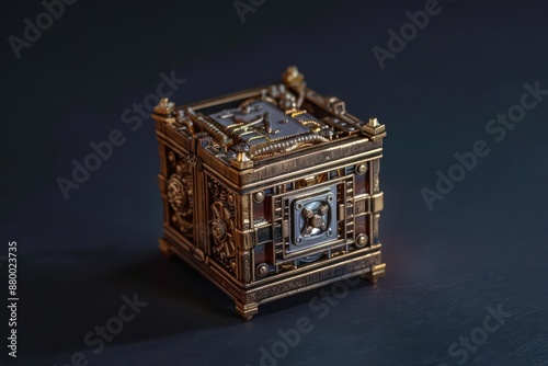 A fantastical box that bursts open to reveal a miniature, selfassembling robot, blending the supernatural with cuttingedge engineering with copy space, high tech photo