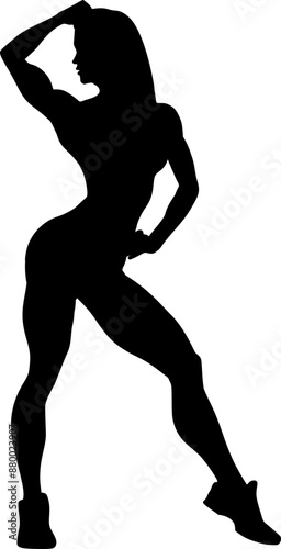 Female Bodybuilder Posing Silhouette Vector